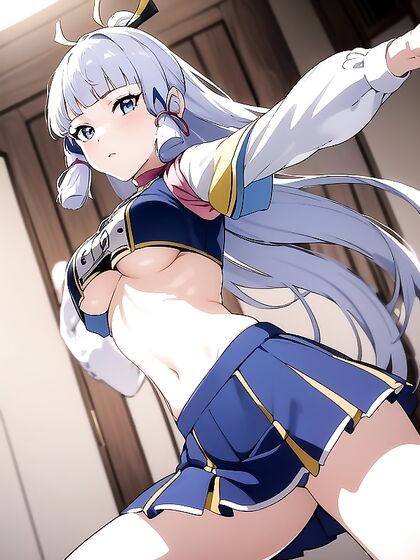 Cheerleader Reveals Her Navel While Seductively Eyeing You in Hentai AI Action