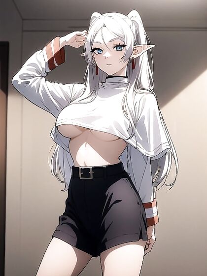 Frieren from Beyond Journey's End Showcases Her Luscious Underboob in Detailed Hentai Scenes