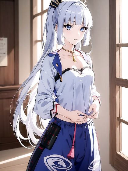 Kamisato Ayaka in Seductive Crop Top for Steamy Genshin Impact Hentai Action