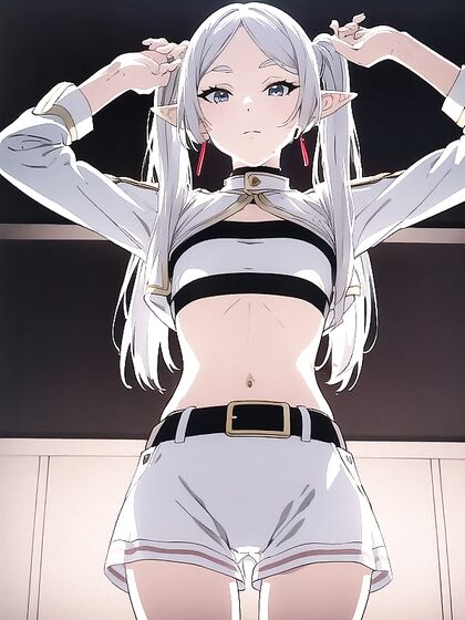 Frieren from Beyond Journey's End Wears Sporty Shorts and Sexy Pyjamas for Hot Hentai Action