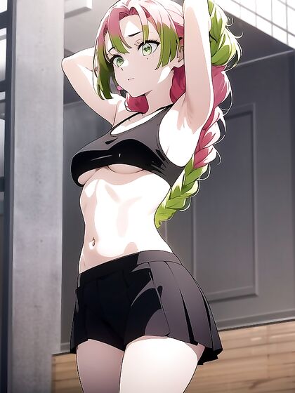 Skinny Girl 18+ Raises Her Arms in Urban Hentai Ecstasy