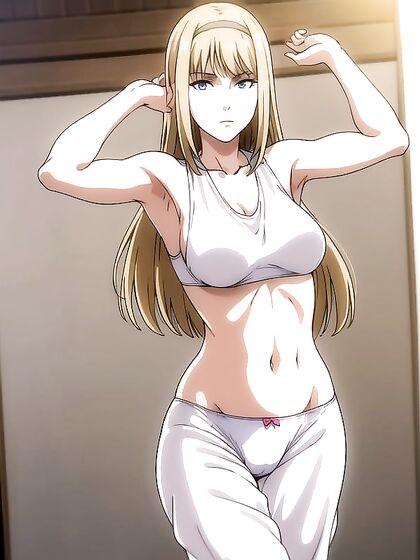 Ymir from Attack on Titan Seduces in Rainbow Panties for Steamy Bathroom Hentai Fun