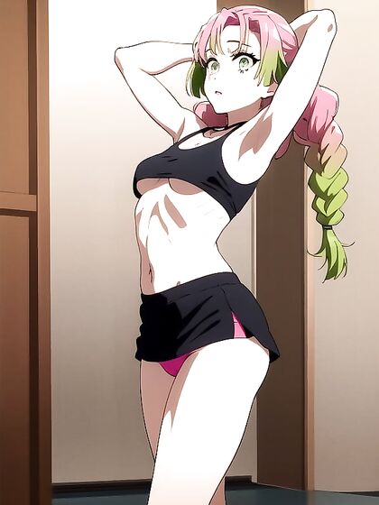 Teen 18+ in Sporty Shorts Raises Her Arms forSTEAMY Hentai Action