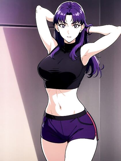 Detailed Misato from Evangelion in Crop Top for Steamy Hentai Scenes