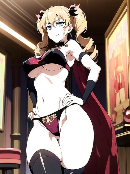 Wet-Clothed Belly Dancer Poses Seductively with Hands on Hips in Hentai Action