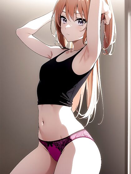Teen 18+ in Pyjamas Raises Arms for Seductive Hentai Pleasure