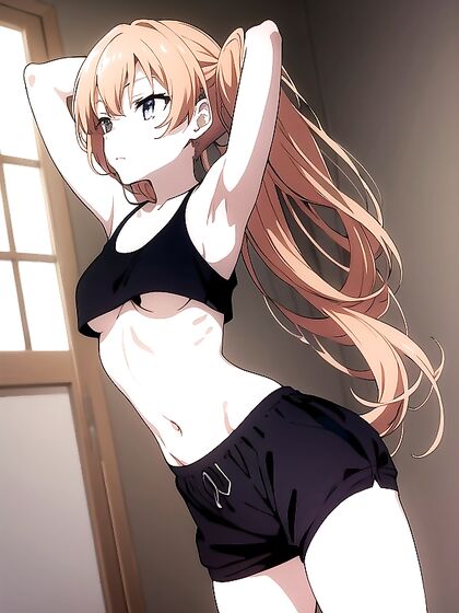 Arms Raised in Rainbow Panties and Pyjamas for steamy Hentai Pleasure