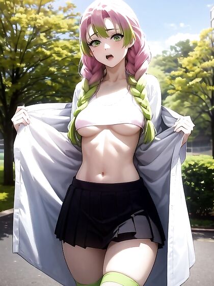 Mitsuri Kanroji Wears Rainbow Panties and Playful Pyjamas inSTEAMING hentai Scenes