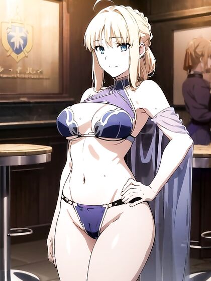 Blushing and Smiling Mischievously at the Bar Before Sultry Hentai Dance Seduction