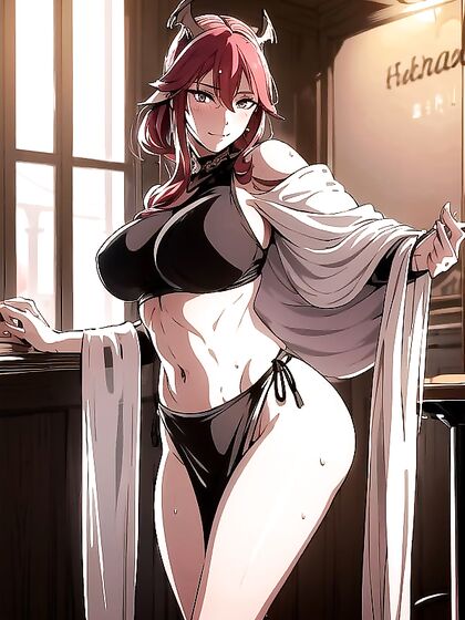 Mischievously Smiling and Blushing in a Thong: Detailed Hentai Screencaps