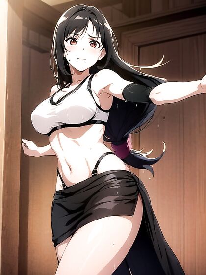 Tifa Lockhart Smiles and Blushes in a Sexy Thong During Steamy Hentai Scenes