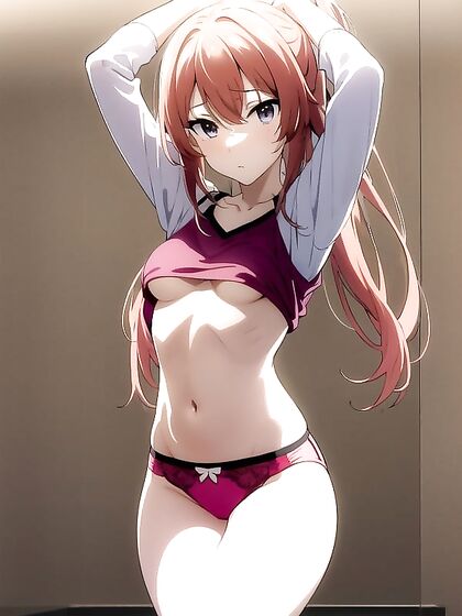 Teen 18+ with Crop Top Shows Off Her Skinny Body in Seductive Hentai Scenes
