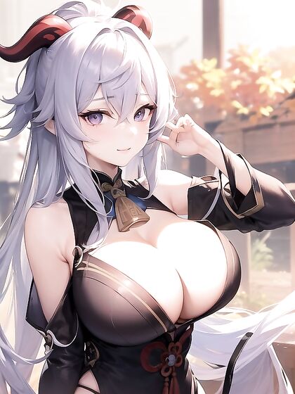 Unbuttoned Cleavage in Long-Length Hentai AI Image