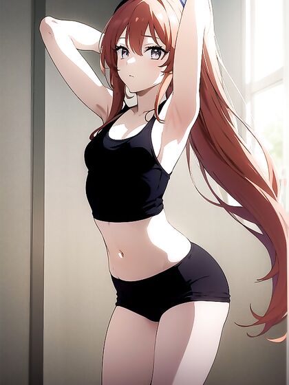Skinny Dancer in Pyjamas Twists and Shakes for Erotic Hentai Fun