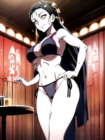 Mischievous Smiling Beauty Poses With Hands on Hips for Steamy Hentai Fun
