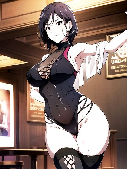 Bra-clad Beauty Poses at the Bar for Seductive Hentai Action