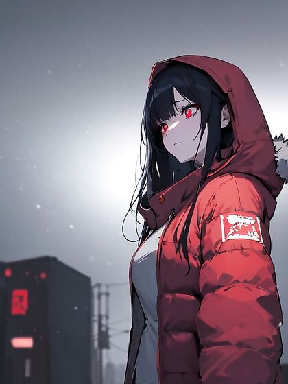 Snowy Night Seduction: Distant City Lights Enhance Her Mysterious Ghoul Aura