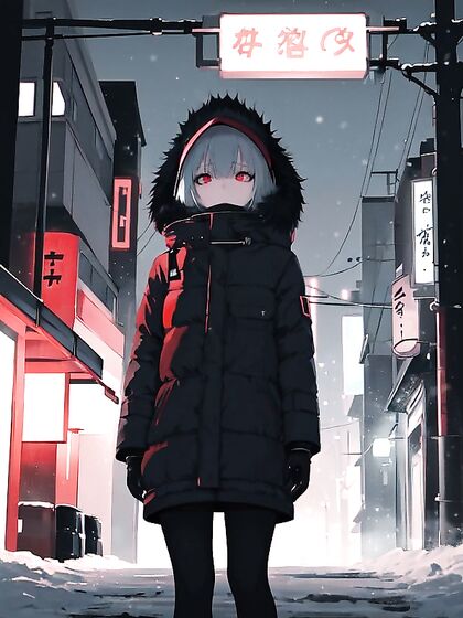 Stylishly Dressed in Winter Gear, She Faces the Cinematic Snowscape for Sensual hentai Moments