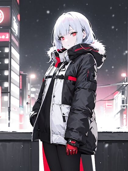 Snowflakes Fall as She Breaths in the Chilly Air for Anime-Style Hentai Pleasure