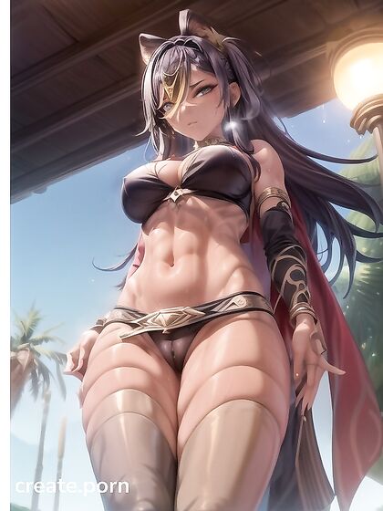 Sweaty Big-Assed Babe Stares Intently at You in Steamy Hentai Action