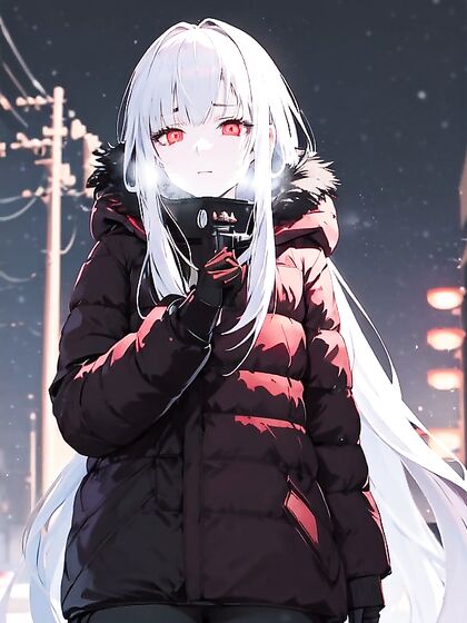Melancholic Beauty Strolls Dimly Lit Tokyo Streets in Stylish Winter Outfit for Naughty Hentai Fun