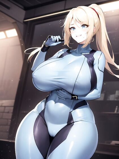 Blonde Beauty in Tight Fits Shows Off Her Luscious Cleavage in Hentai Action