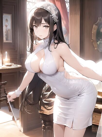 Happy Bride in Thick Wedding Dress Nails Her hentai Fantasies