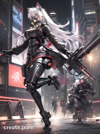 Hooded Beauty in Black Coat Dances Through Gunfire in Blurry Hentai Action