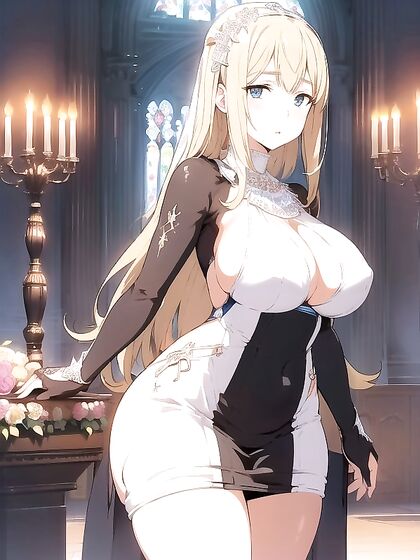 Huge Breasts and Big Butt in a Lustrous Silk Dress for Steamy Hentai Action