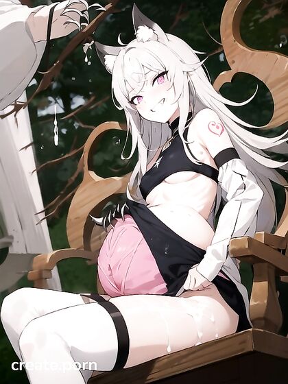 Rosy White Striped Panties and Playful Smiles in Blurry Hentai Bliss