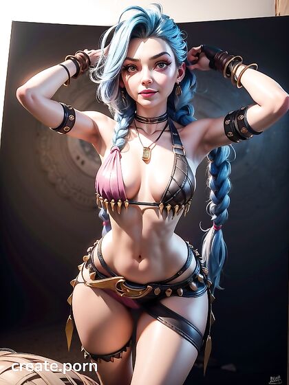 Arms Raised and Clothed Openly for Rounded-Ass Hentai Pleasure