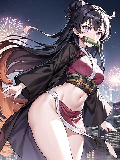 Colorful Kimono-Wearing Girl 18+ Stares Seductively at the Camera in Hentai AI Pleasure