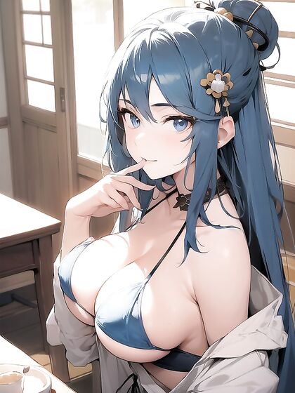 Long-Length Bikini hentai Where She Stares Intensely at the Viewer