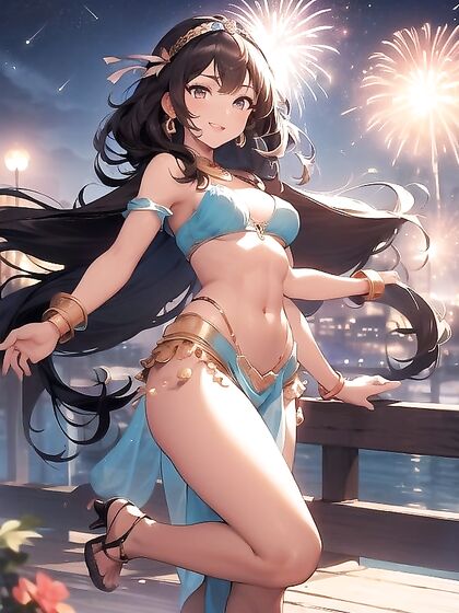 Fit Couple Enjoy Intense Night Hentai Adventures Under the Glowing Arabian Skyline