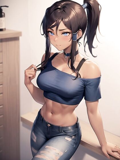 Steamy Bathroom Encounter with Oversized T-Shirt and Crop Top Hentai Action