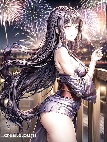 Hinata Shines Under Fireworks in a Night of Passionate Hentai Delights