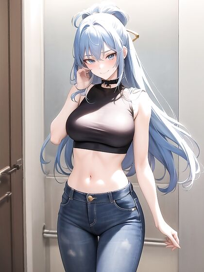 Teen 18+ in Crop Top and Skinny Jeans Exploring Horny Hentai Fantasies