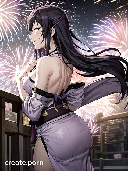 Hinata's Back Facing the Camera Amidst the Fragrance of Cherry Blossoms in Mushoku Tensei Hentai