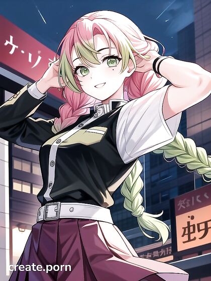 Mitsuri Kanroji from Demon Slayer Enjoying a Blissful Selfie Moment in Hentai Pleasure