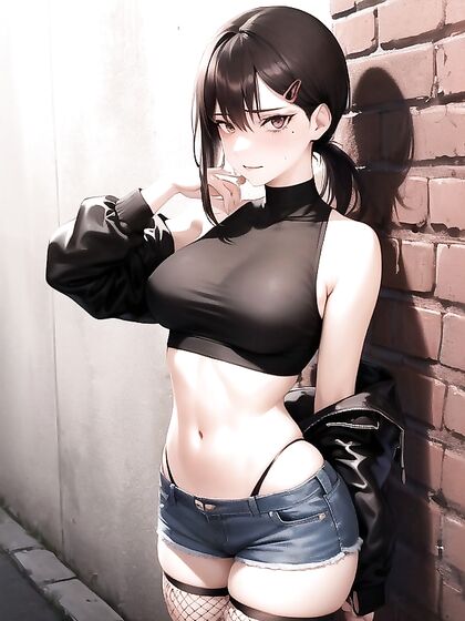 Embarrassed Waif Looking at You in a Seductive Waist Shot Hentai Scene