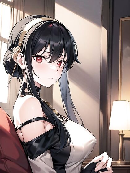 Horny Hentai Chick seduces in Choker and Off Shoulder Outfit