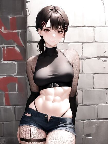 Blushing Beauty in Fishnets Shows Off Her Perfect Medium Breasts in Seductive Hentai Scene