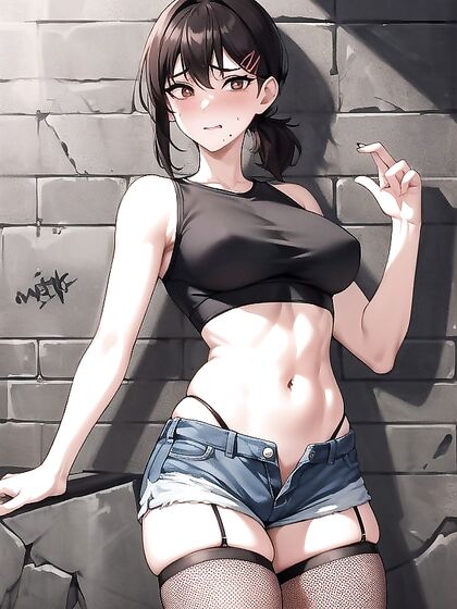 Medium Breasts and Exposed Navel in Front View Hentai AiPorn