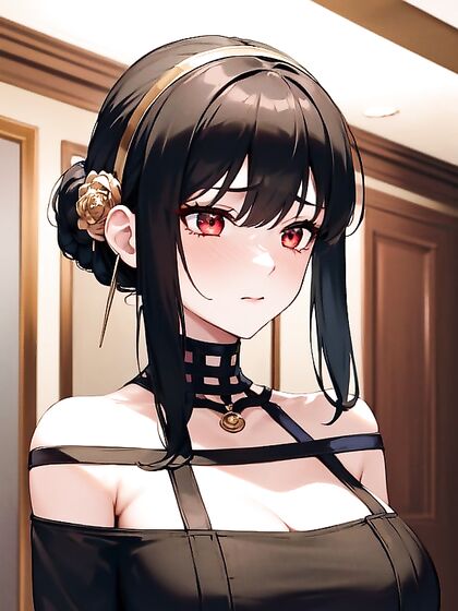 Seductive Cleavage and Bound Arms in a Steamy Living Room Hentai Scene