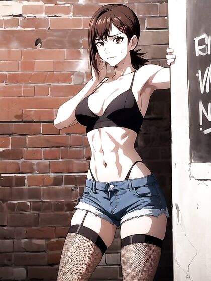 Medium Breasted hentai Character Stares Intensely at You for Steamy On-Screen Action