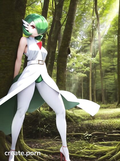 Gardevoir with Green Hair and Red Eyes seduces in Sultry Hentai Action