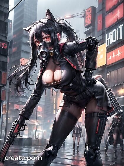 Two Figures in Black Hooded Coats Explore Intense Object Play Hentai AI Image