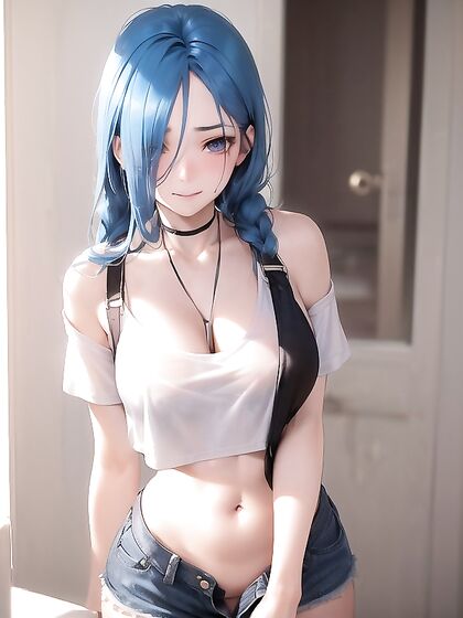 Relaxed-fit T-Shirt and Skinny Jeans in Seductive Solo Hentai Action