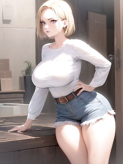 Android 18 Shows Off Her Massive Ass and Breasts in Steamy Hentai Action