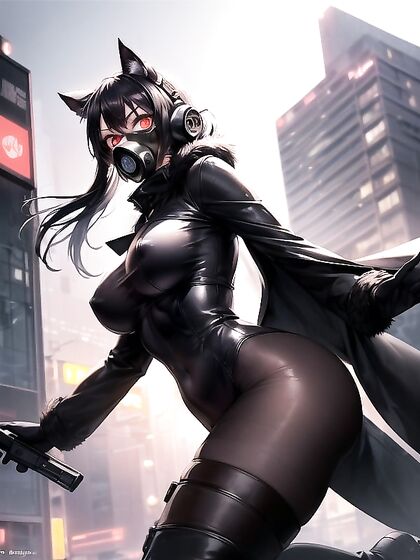 Waist-Shot Horror Masterpiece with Black-Hooded Long-Coat Seduction